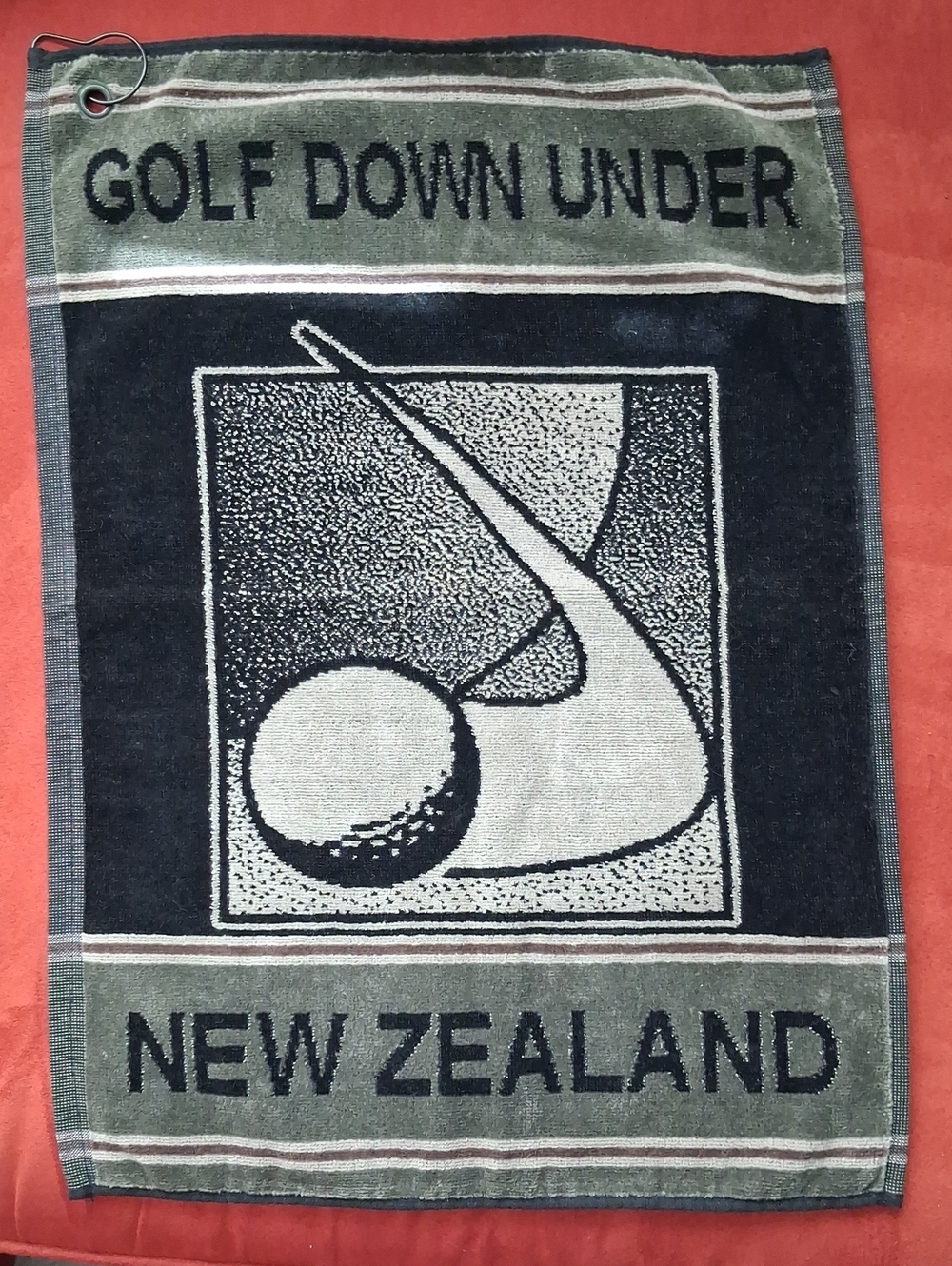 Golf Down Under New Zealand Golf Towel - Green & Black